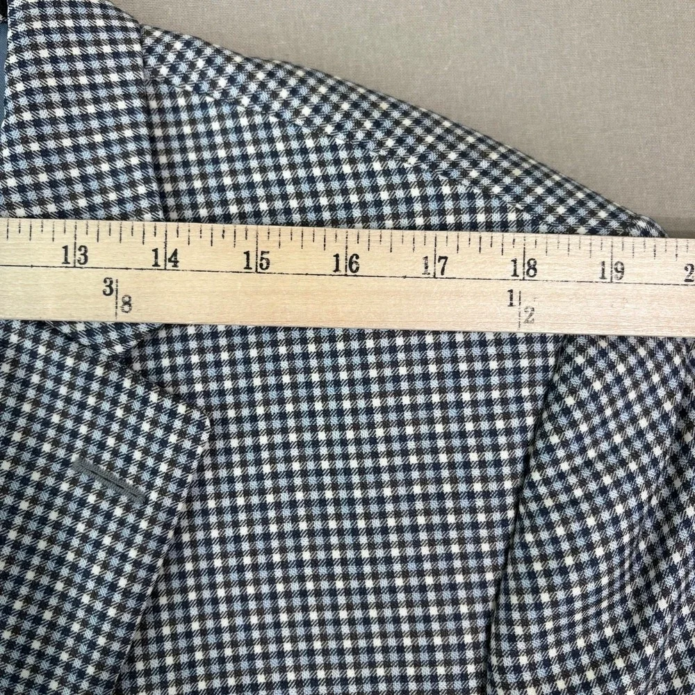Peter Millar Wool Blazer Sport Coat Mens Size 46T Blue Houndstooth Two-Button